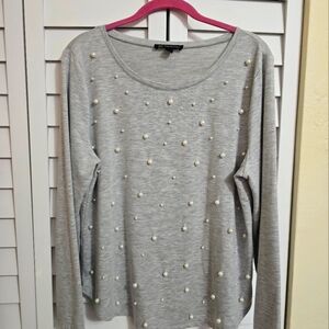 INC International Concepts Scoop Neck Embelished Shirt